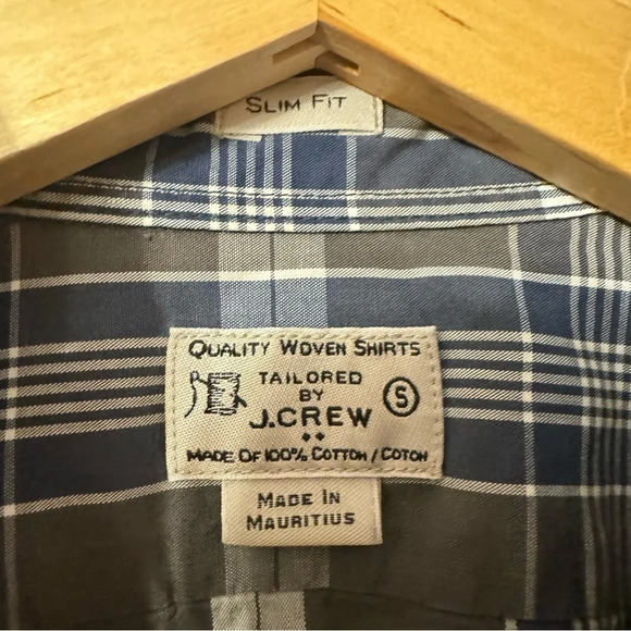 JCrew Plaid  Button Down Longsleeve Shirt Blue Gray Mens Size S - Picture 6 of 8